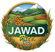 The logo for jawad rice inc. has a mountain in the background