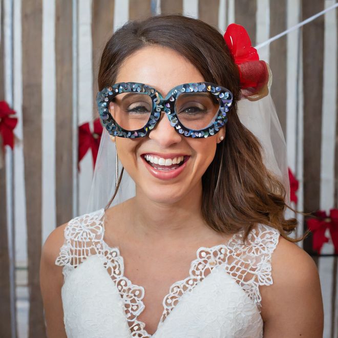 Bride with funny glasses