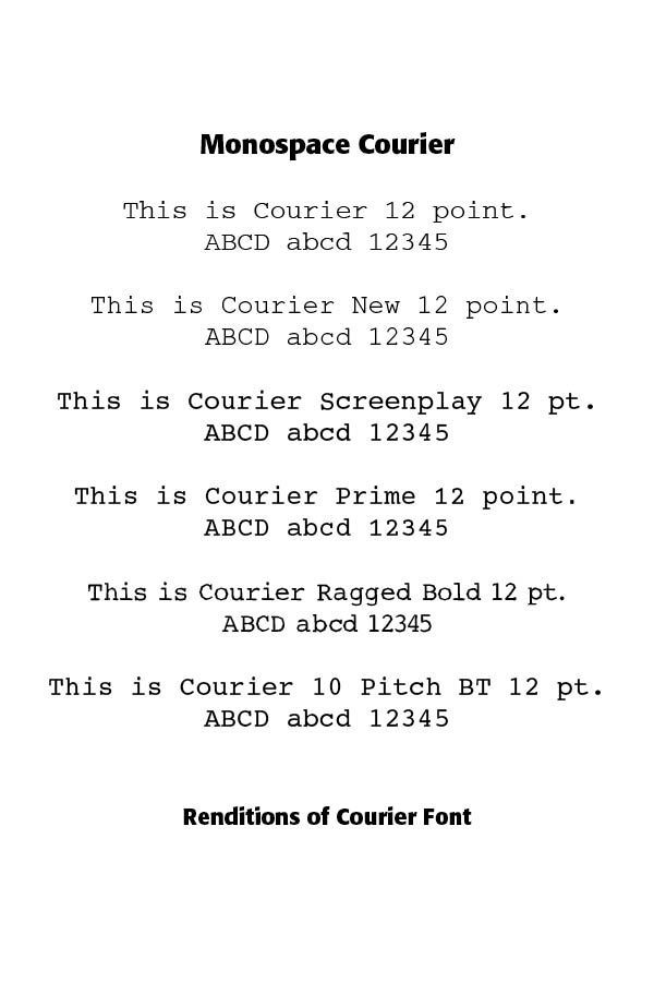 A black and white image of momospace courier font