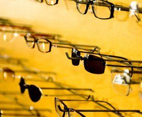 glasses stacked on display