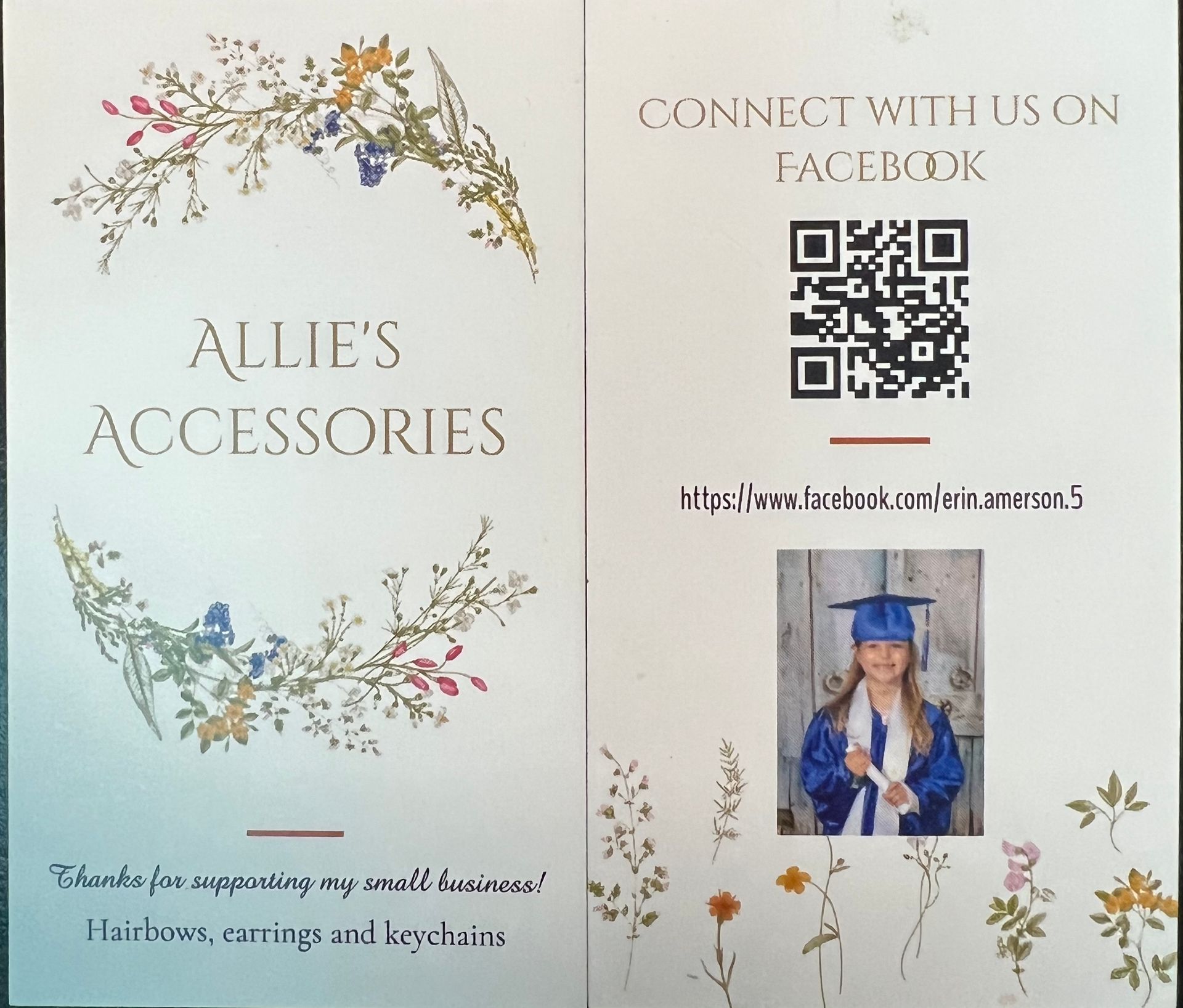 an advertisement for allie 's accessories with a picture of a girl in a graduation cap and gown