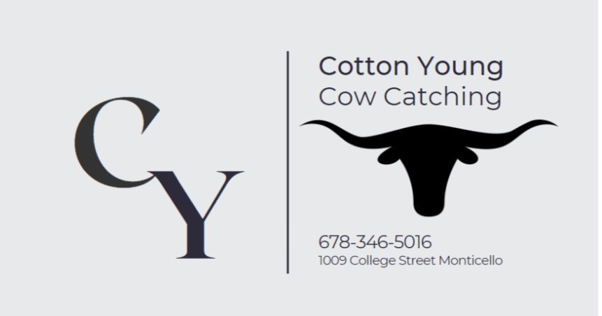 the logo for cotton young cow catching shows a cow with long horns .