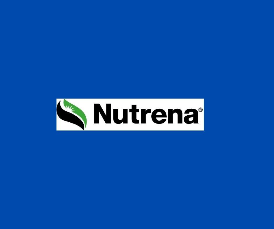 the logo for nutrena is on a blue background .