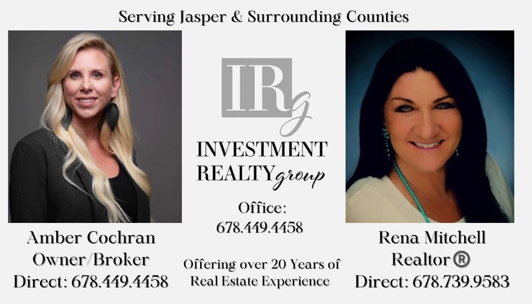 two women are standing next to each other on a business card for investment realty group