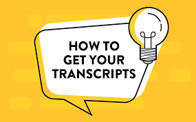 a speech bubble with a light bulb and the words `` how to get your transcripts '' .