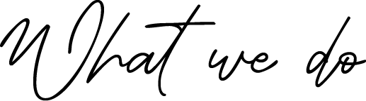 The word what we do is written in cursive on a white background.