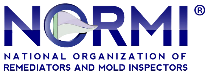 NORMI logo: blue text and a circle with a stylized object; reads 