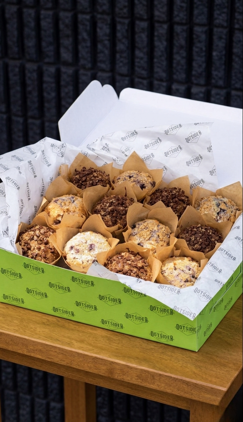 Soft, fresh, and dangerously easy to love. Our Muffin Boxes are made for staff rooms, morning meetings, open houses, and “I wanted to bring something nice” moments.