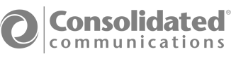 Consolidated Communications logo: a stylized swirl design next to the company name in gray text.