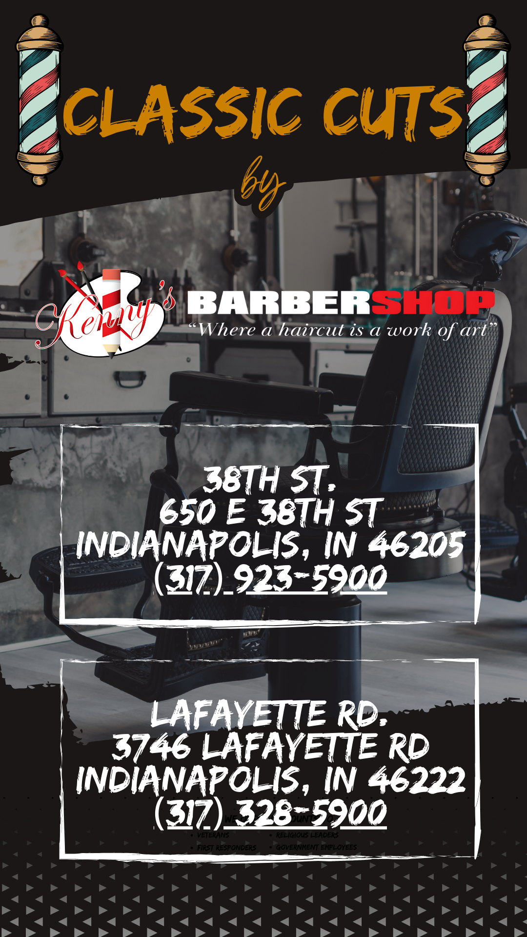 A poster for classic cuts barber shop in indianapolis