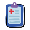 A clipboard with a red cross on it.