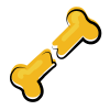 A pair of yellow bones on a white background.