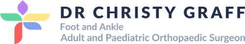 A logo for dr christy graff foot and ankle adult and paediatric orthopaedic surgeon