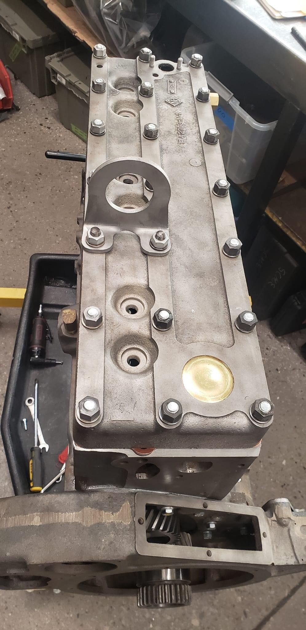 a boat engine being reconditioned