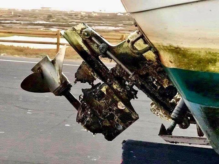 a boat outboard engine and screw