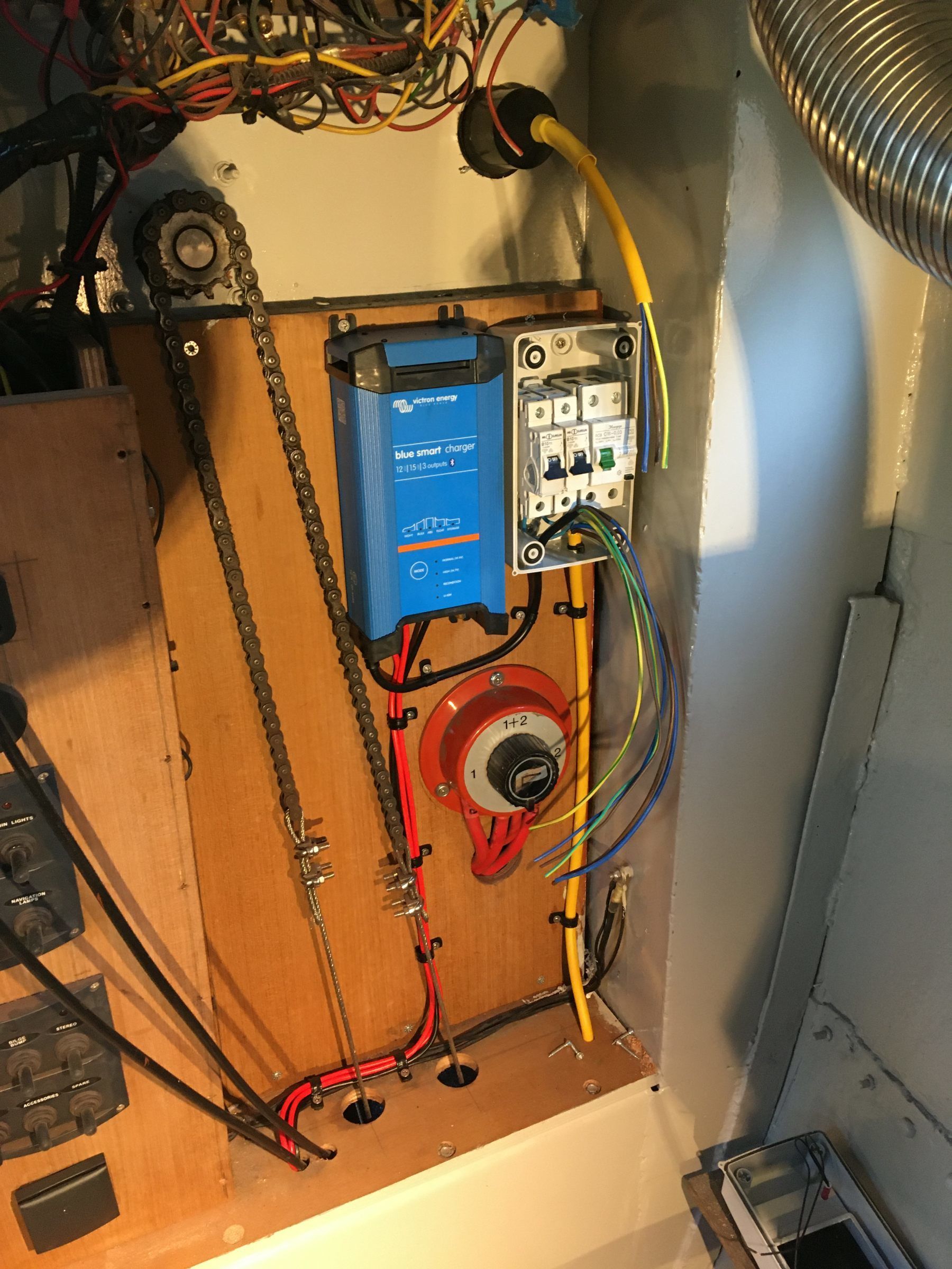 electric breakers and wiring on a boat