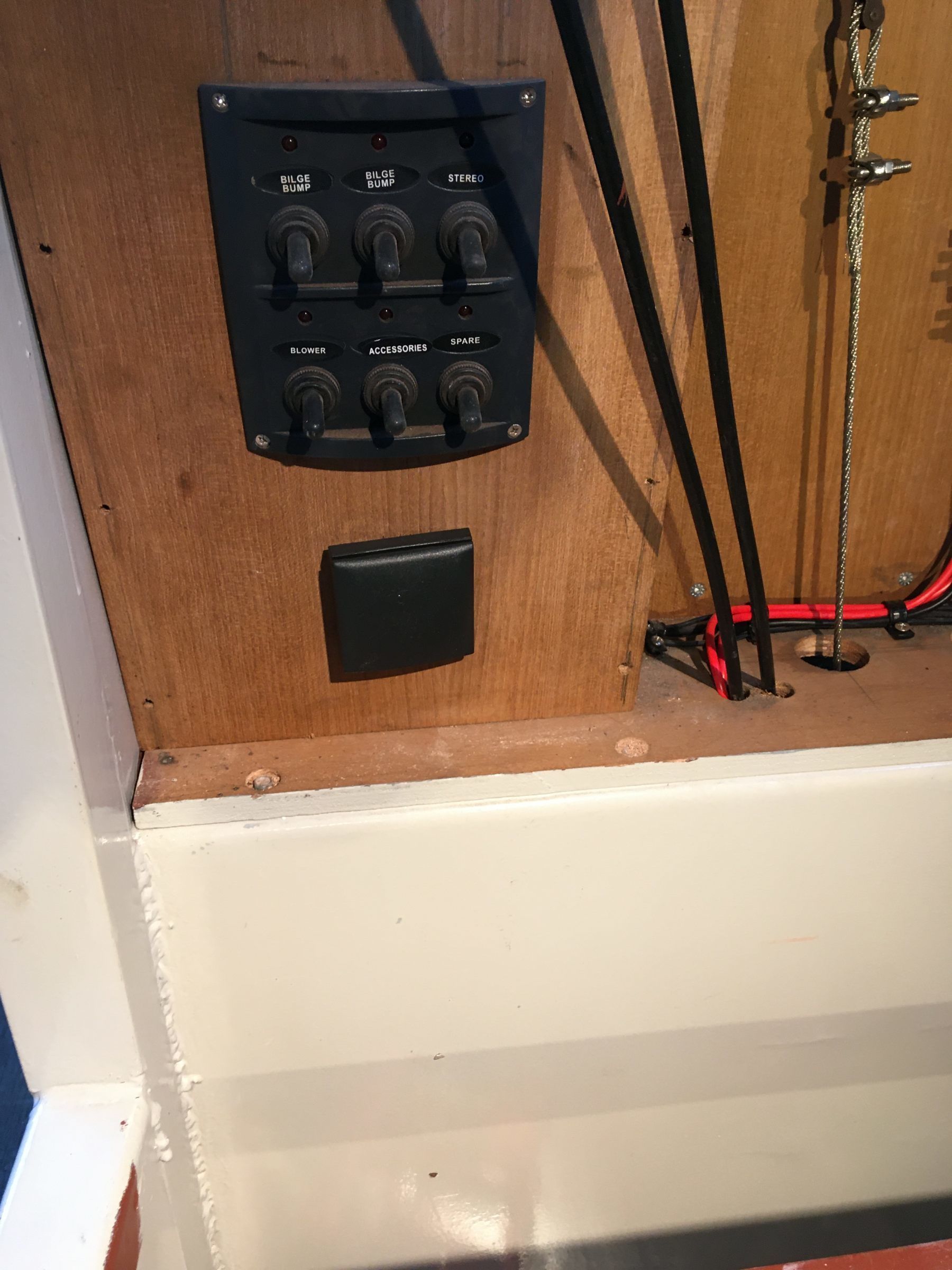Electrical components and wiring on a boat