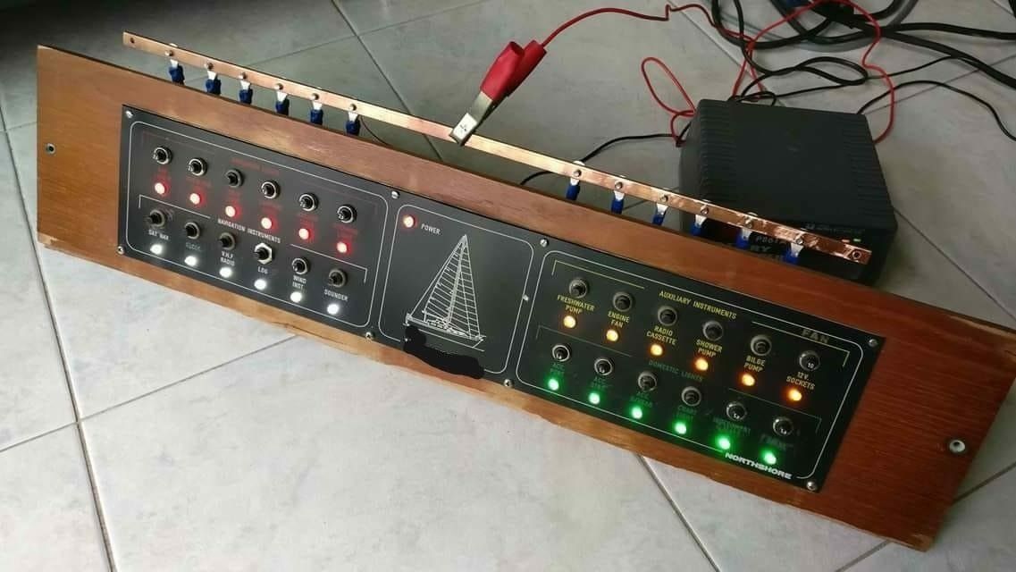 front of a boat instrument panel being tested