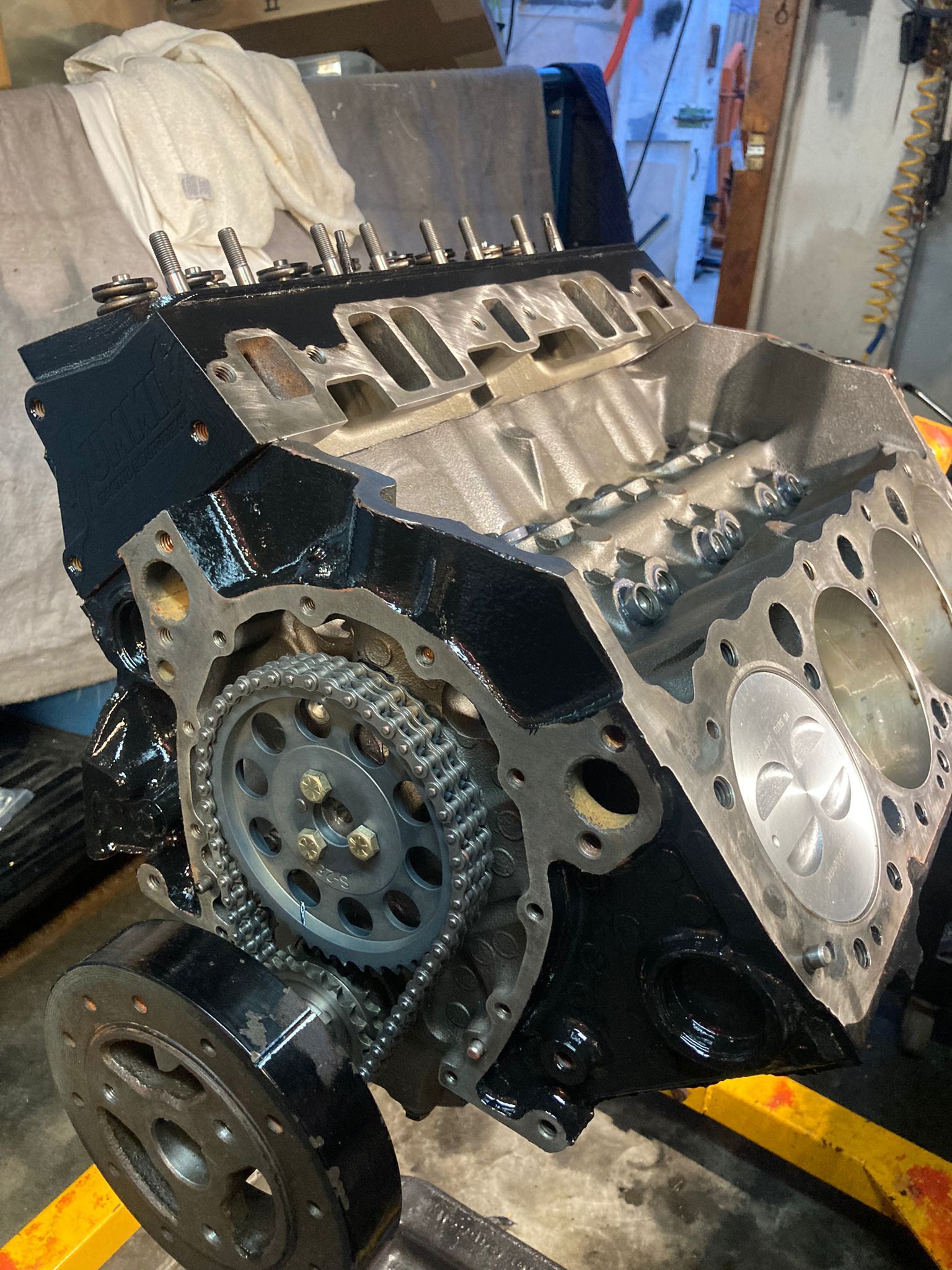 a boat engine showing timing chain