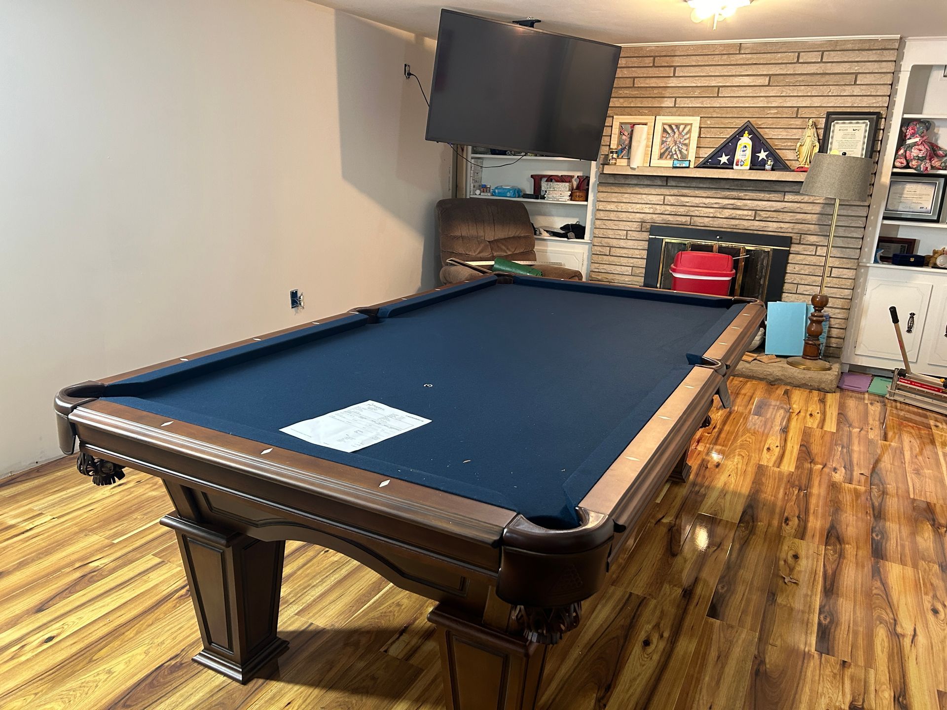 finished basement entertainment room