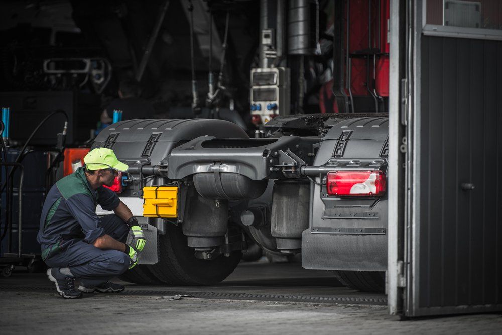Man Checking The Truck Generator — Almont, MI — Paul’s Collision and Towing Paul’s Truck Center