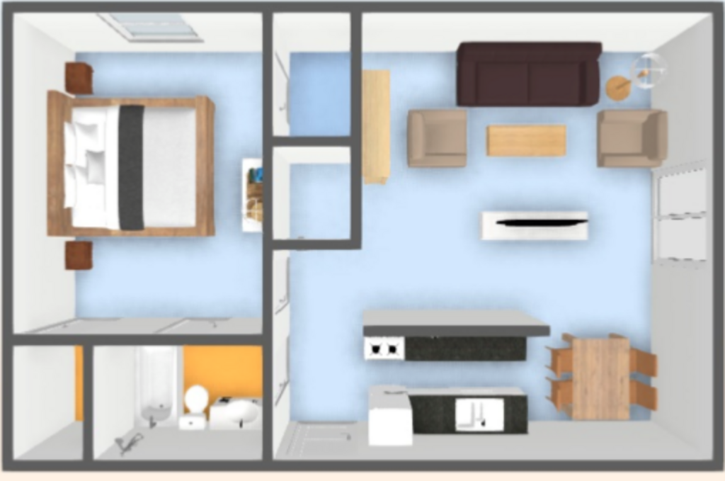 Floor Plan: 1 Bed · 1 Bath · 765 SQ. FT.