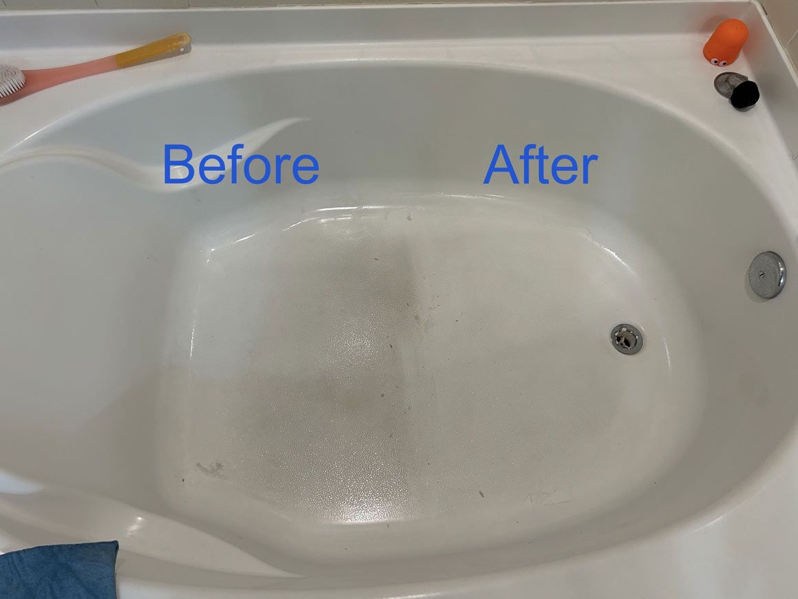 A before and after picture of a bathtub