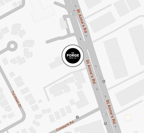 Map showing the location of The Forge Home Gym on St Anne's Rd, with nearby streets and buildings.