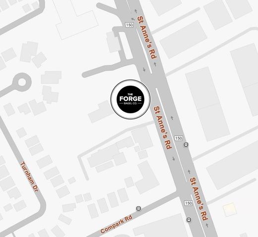 Map showing the location of The Forge Home Gym on St Anne's Rd, with nearby streets and buildings.