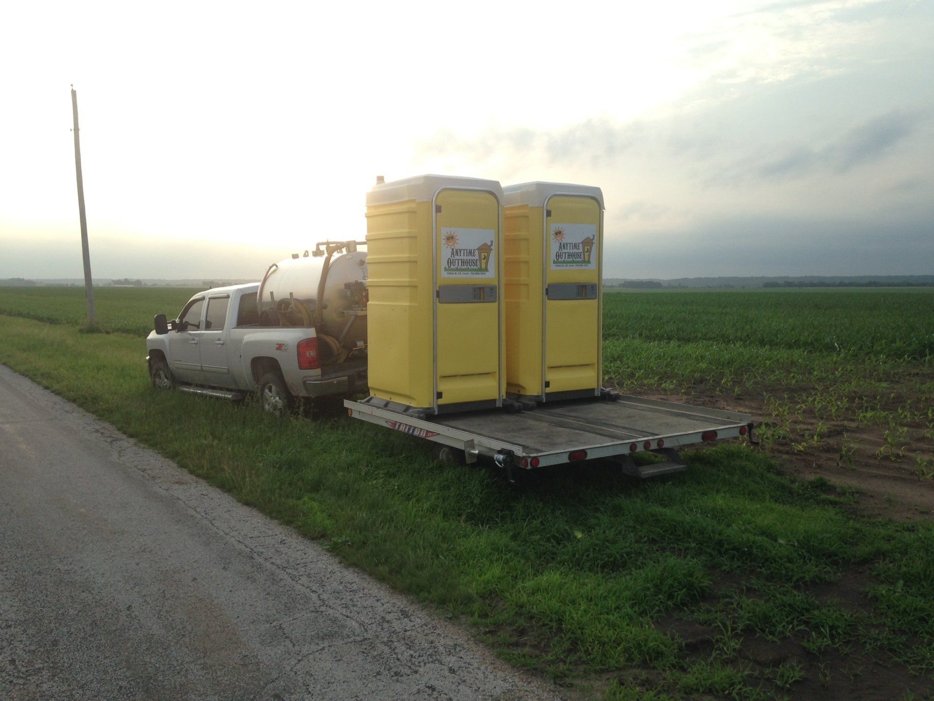 Portable Toilets For Farms — Portable Toilets carried on Trailer in West Thorntown, IN