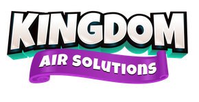 A logo for kingdom air solutions with a purple banner.
