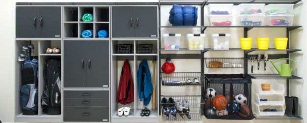 A wall filled with lots of shelves and cabinets.