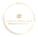 Gold logo for Bambam Power Acts with a circular dotted border and a stylized flower.