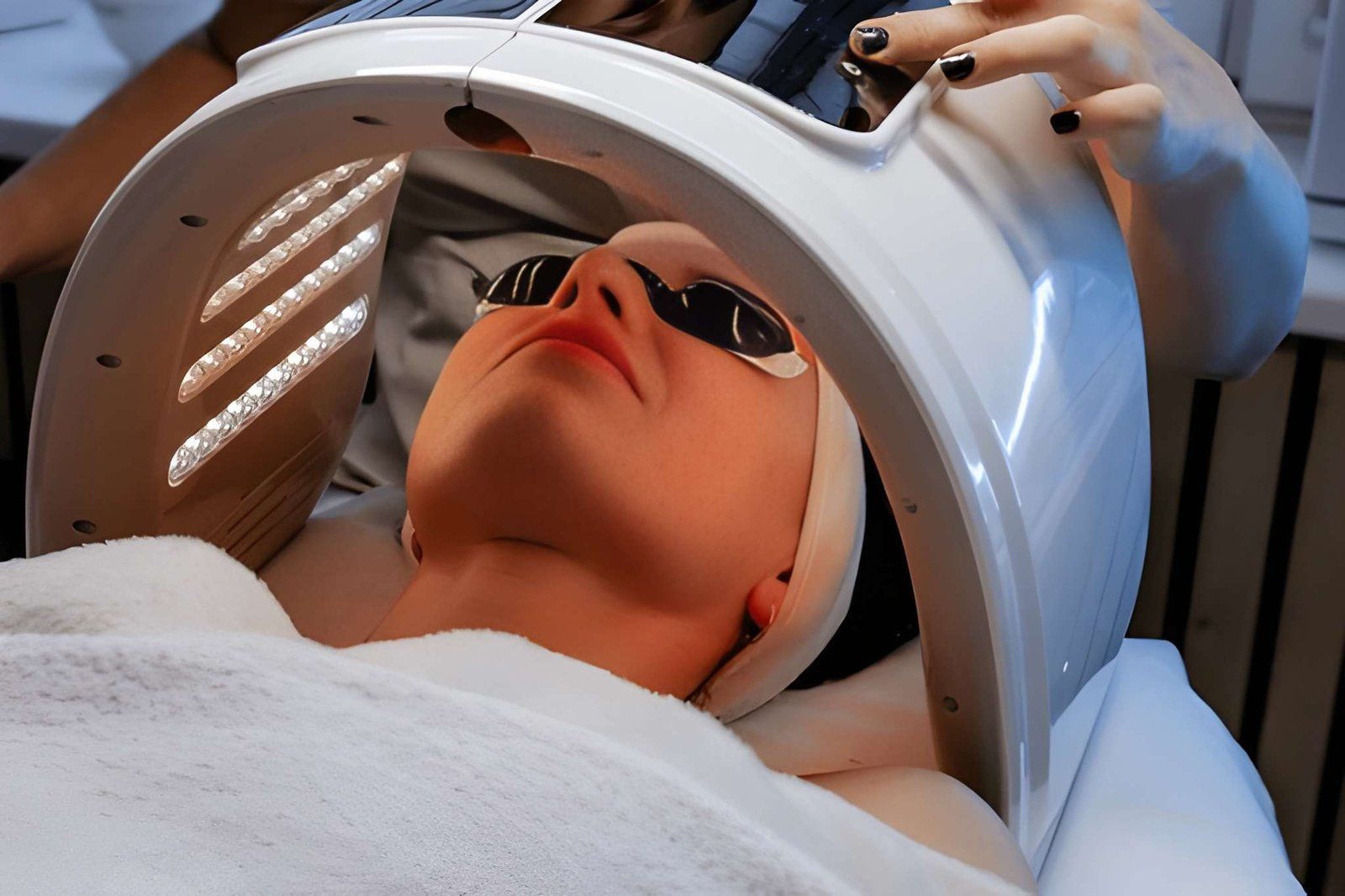 Person Wearing Sunglasses During a Facial Treatment — A9 Skin and Hair Clinic In Westmead, NSW
