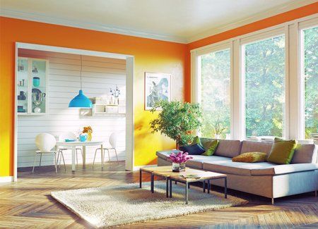 Interior Painting — Orange Painted Wall in Minneapolis, MN