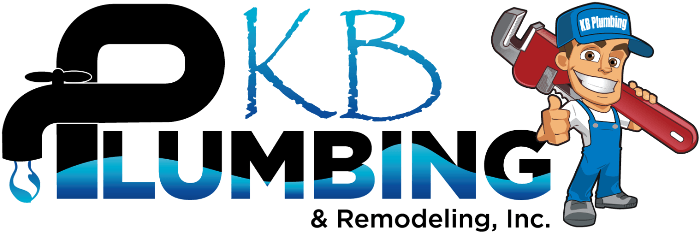 Logo for KB Plumbing & Remodeling, Inc., featuring a cartoon plumber with a wrench and the company's name.