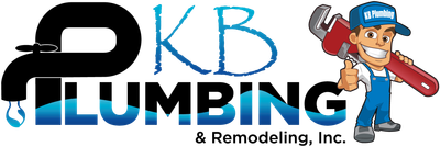 Logo for KB Plumbing & Remodeling, Inc., featuring a cartoon plumber with a wrench and the company's name.