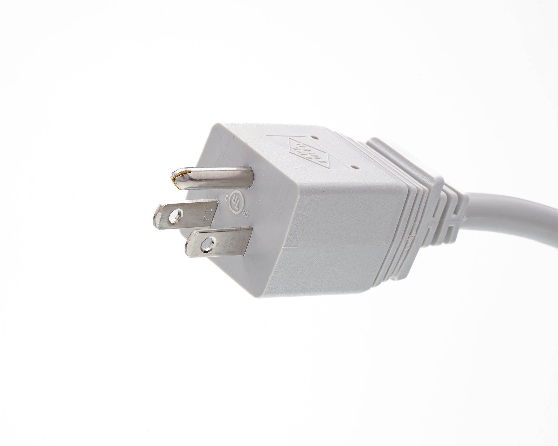A close up of a white plug on a white background
