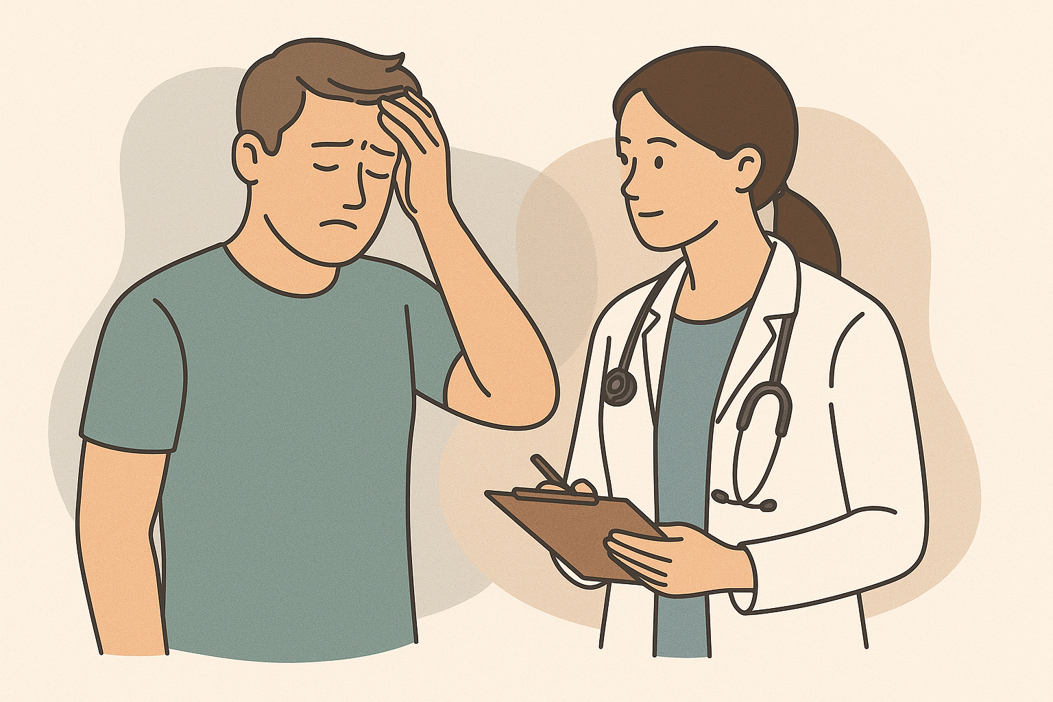 ERA Wellness Spa cartoon showing hormone therapy consultation in Georgetown, KY for men with low energy and hormone imbalance.