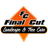 Logo for Final Cut Landscape & Tree Care with orange and black diamond shape.