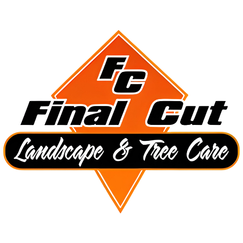 Logo for Final Cut Landscape & Tree Care with orange and black diamond shape.