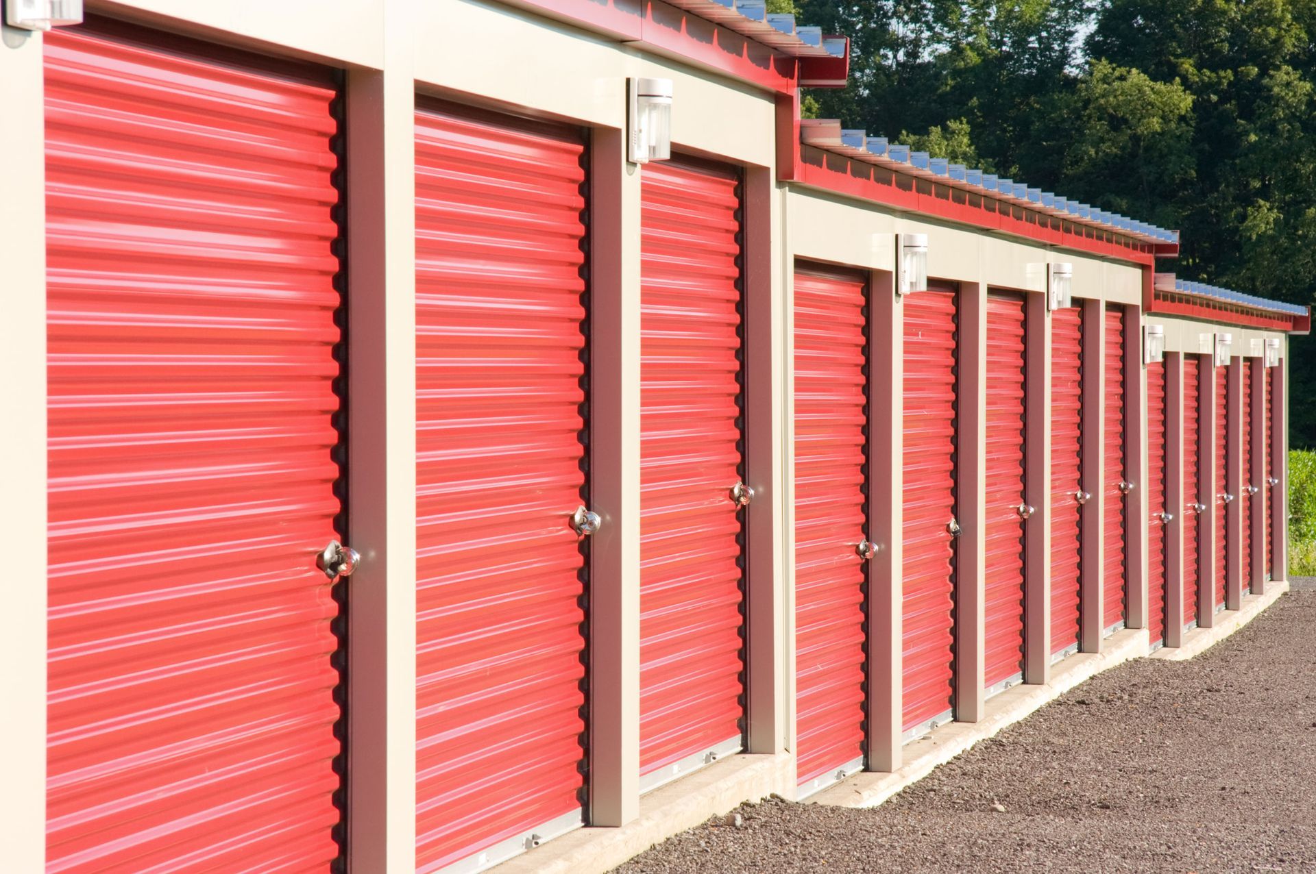 A Row Of Red Garage Doors | Fort Smith, AR | Total Self Storage
