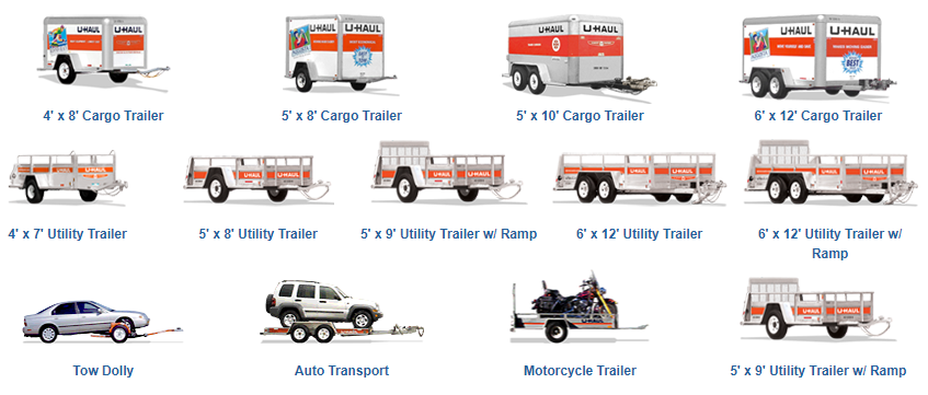 a bunch of different types of trailers on a white background
