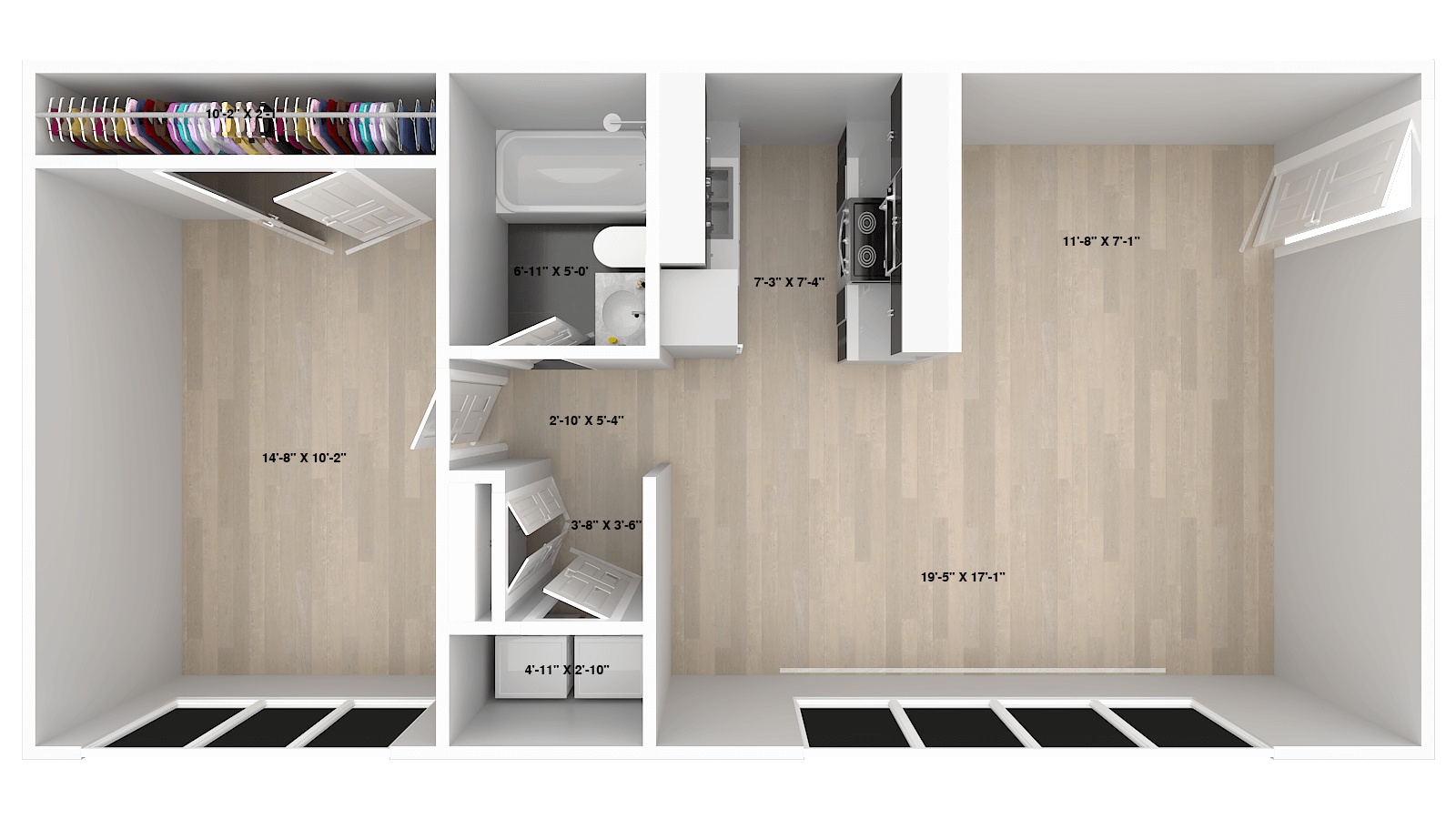 An aerial view of a floor plan of a house.
