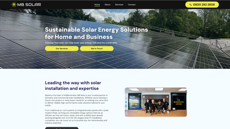 Screenshot of MB Solar website.