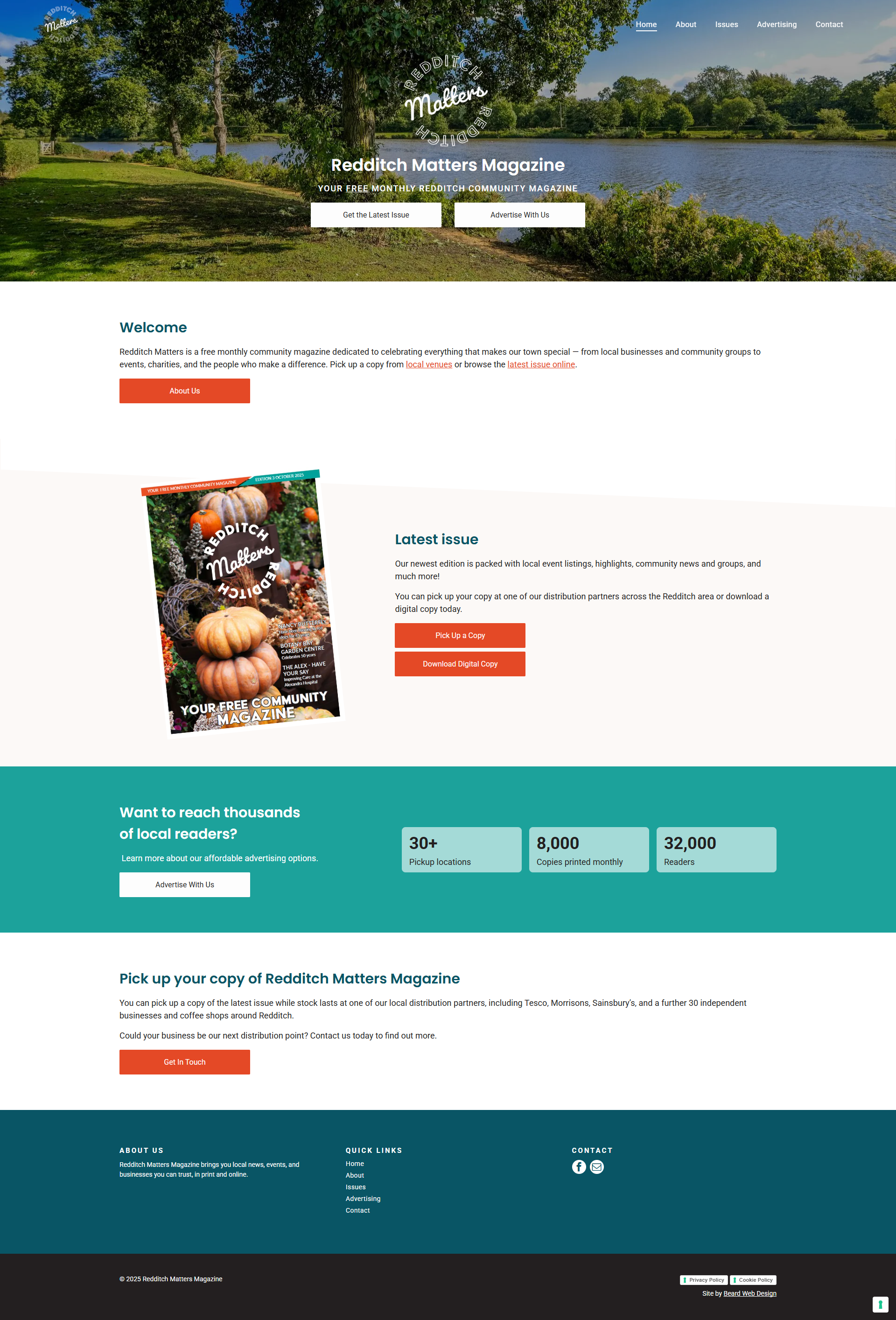 Screenshot of Redditch Matters website front page.