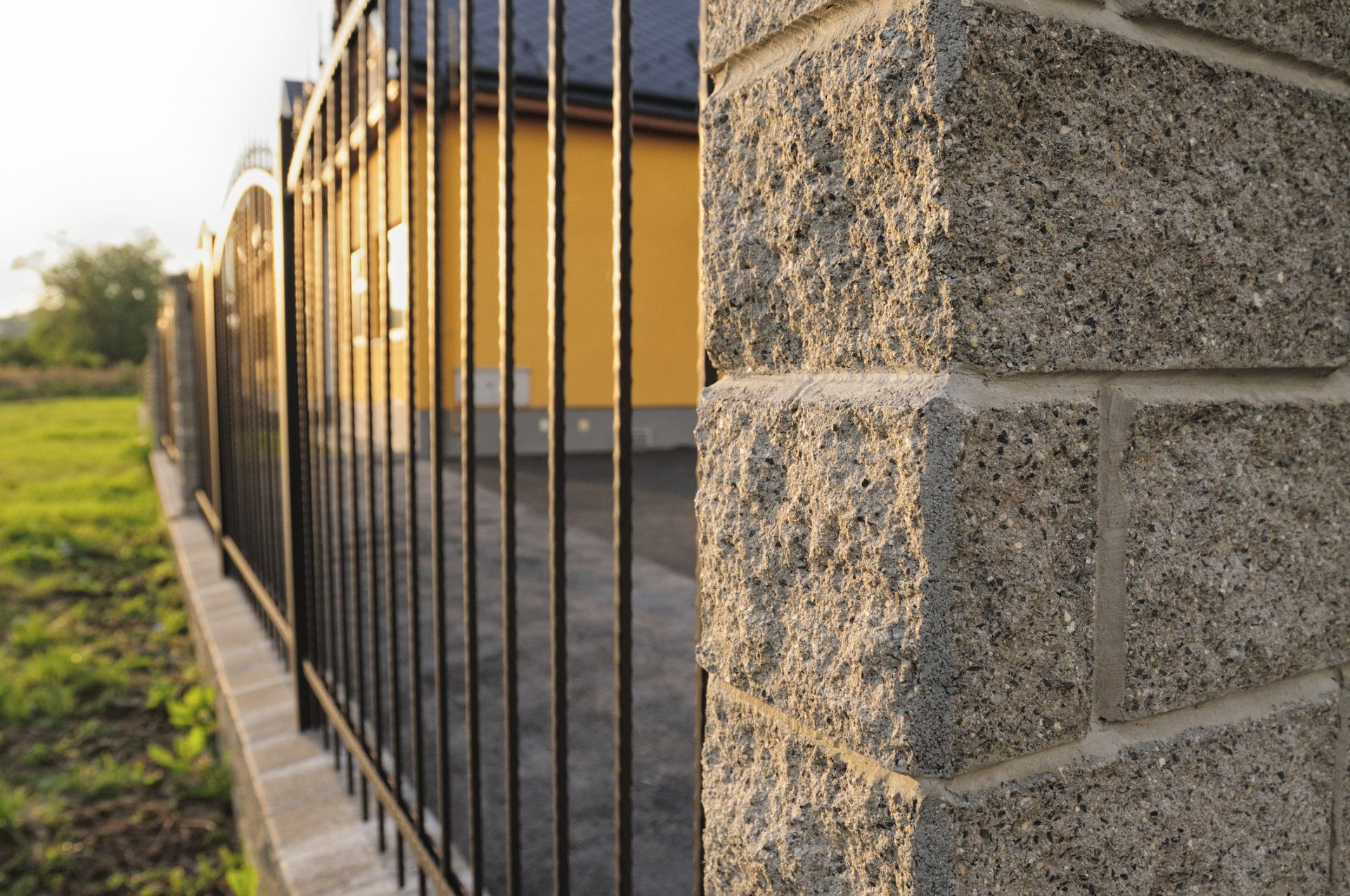 Iron Fence Ending With Concrete Blocks - Lancaster, CA - Sav-On Fence Co.