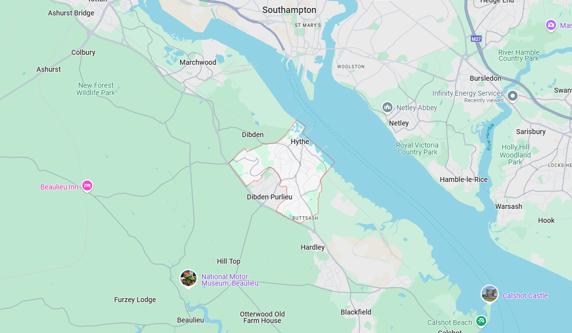 A map showing the location of a city and surrounding areas.