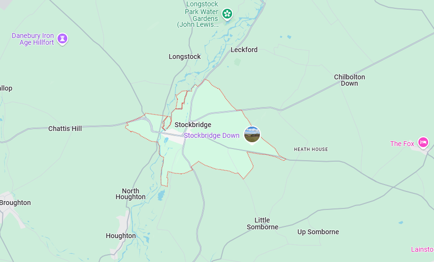 A map showing the location of a city and surrounding areas.