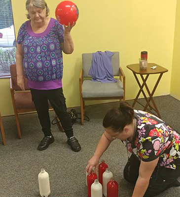 arranging bowling pins